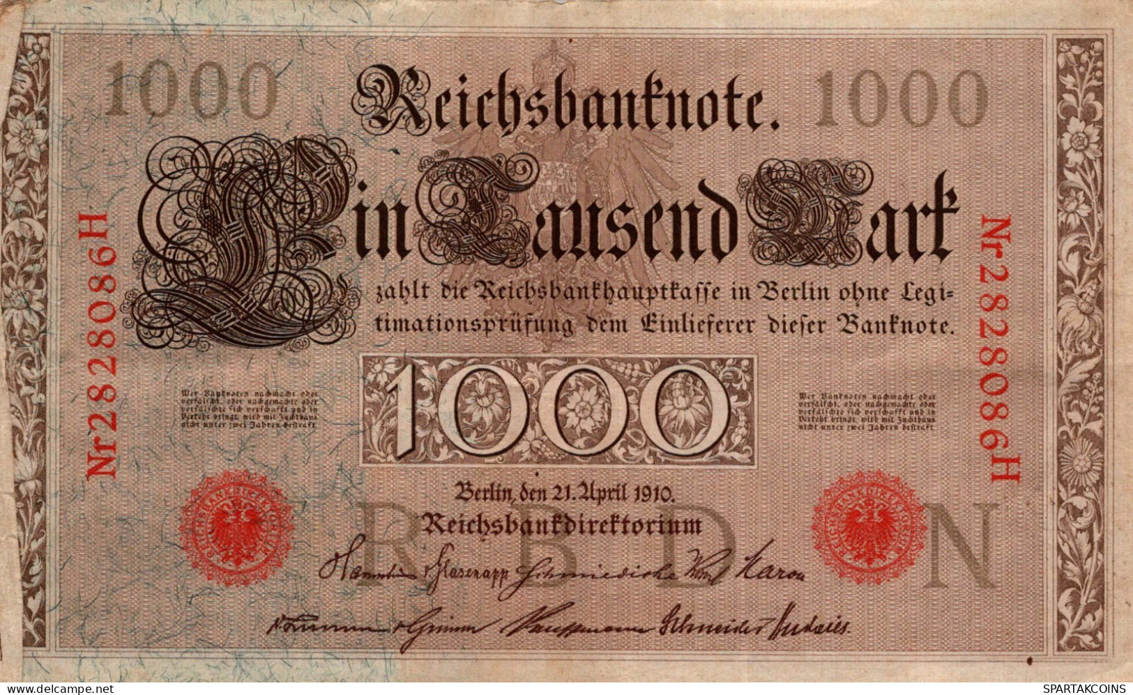 1000 MARK 1910 DEUTSCHLAND Papiergeld Banknote #PL300 - [11] Local Banknote Issues