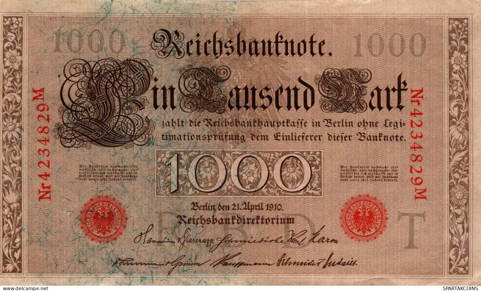 1000 MARK 1910 DEUTSCHLAND Papiergeld Banknote #PL292 - [11] Local Banknote Issues
