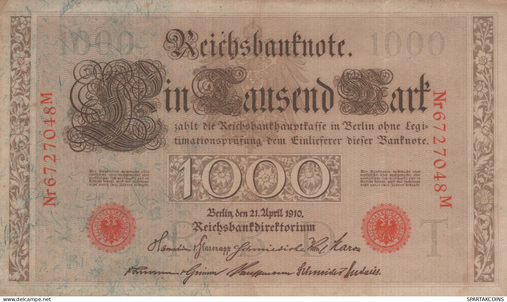 1000 MARK 1910 DEUTSCHLAND Papiergeld Banknote #PL283 - [11] Emissions Locales