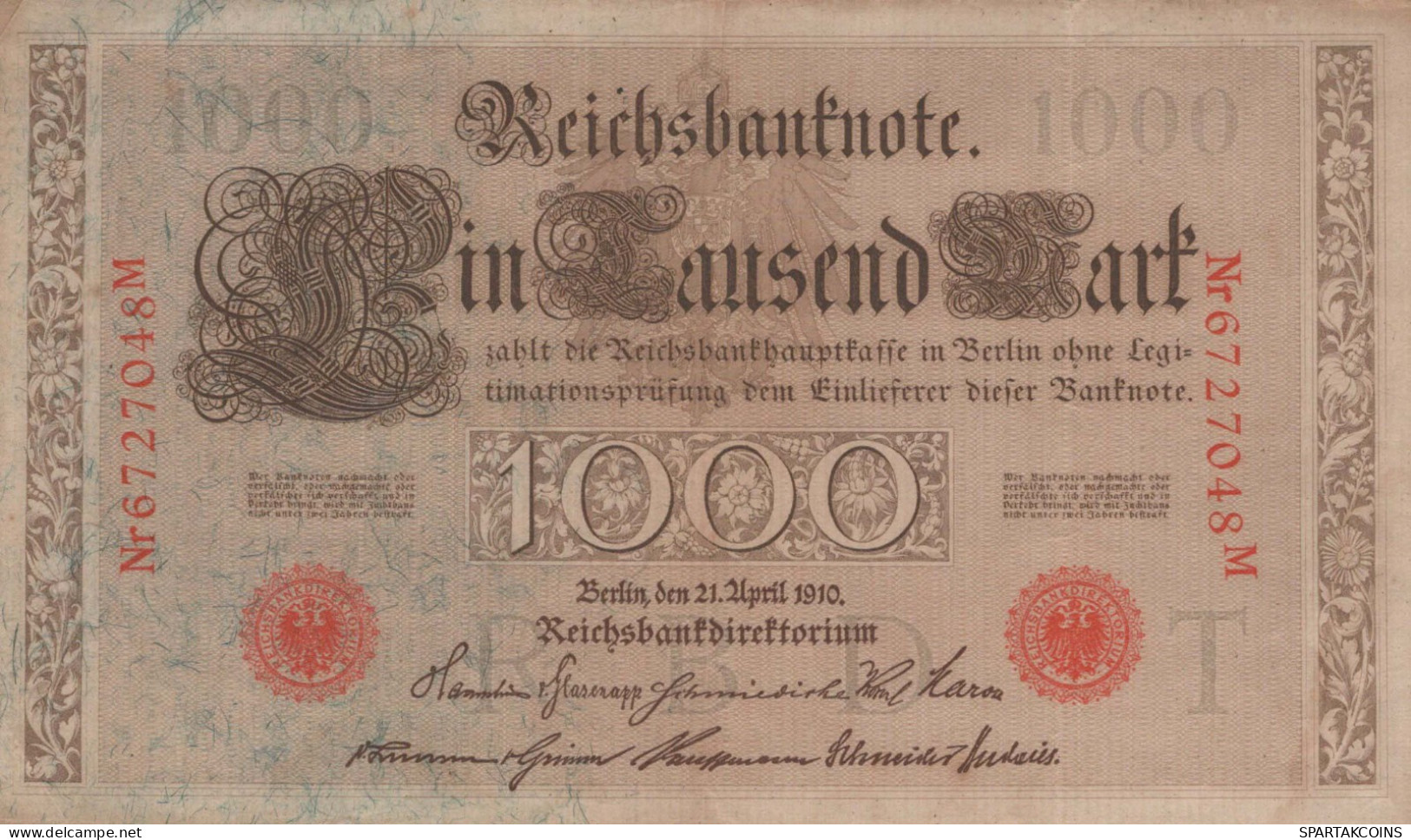 1000 MARK 1910 DEUTSCHLAND Papiergeld Banknote #PL283 - [11] Emisiones Locales