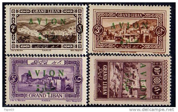 Grand Liban P. A. N° 9 / 12  X T. -P.  De 1925 Avec Surcharge Verte Les 4 Valeurs  Trace De Charnière Sinon TB - Ungebraucht