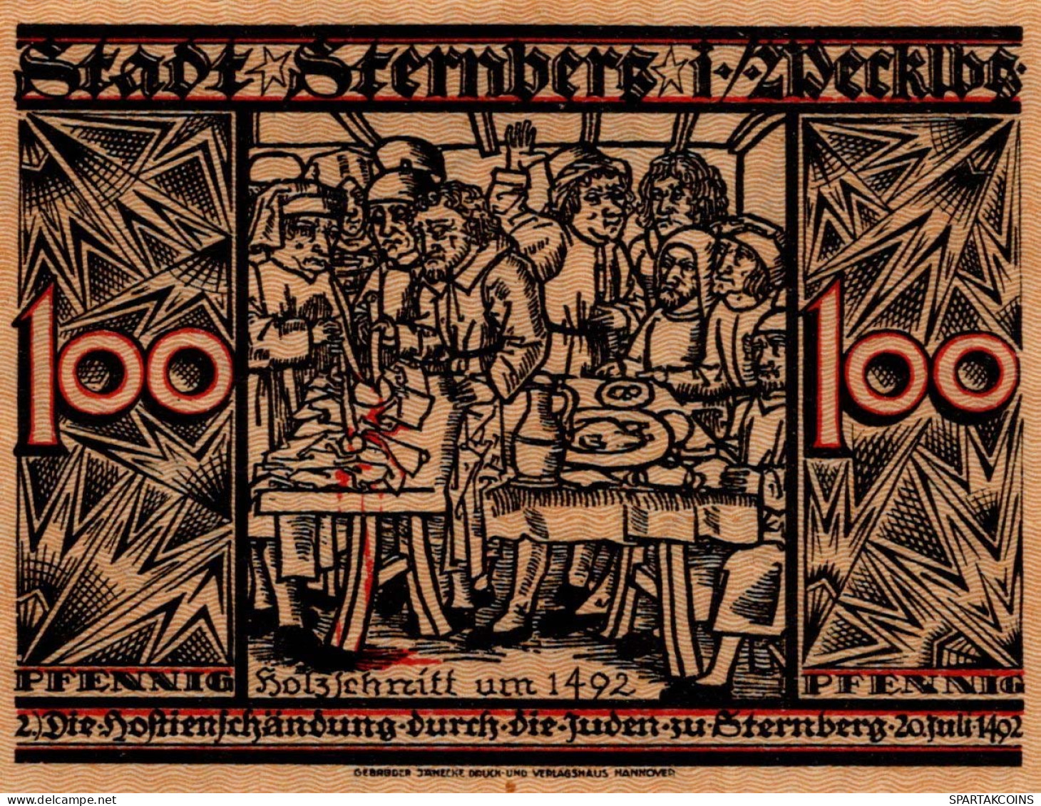 100 PFENNIG 1922 Stadt STERNBERG Mecklenburg-Schwerin UNC DEUTSCHLAND #PJ012 - Lokale Ausgaben