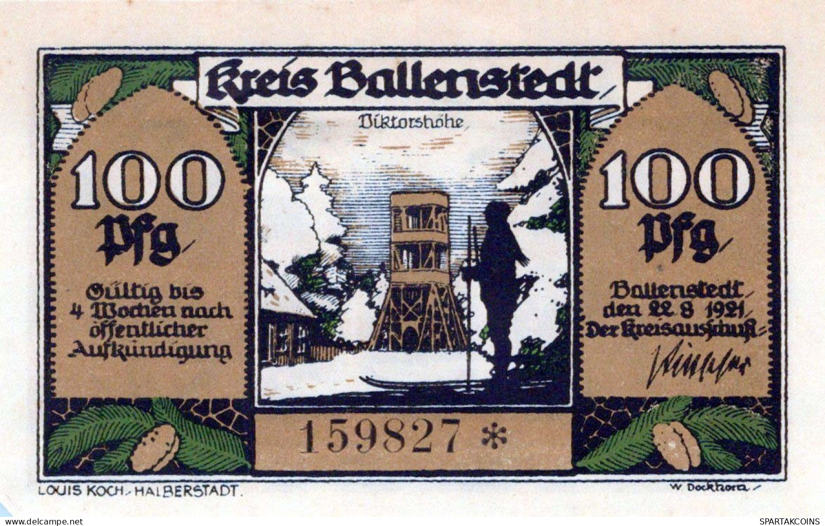 100 PFENNIG 1921 Stadt BALLENSTEDT Anhalt UNC DEUTSCHLAND Notgeld #PI471 - [11] Emissions Locales