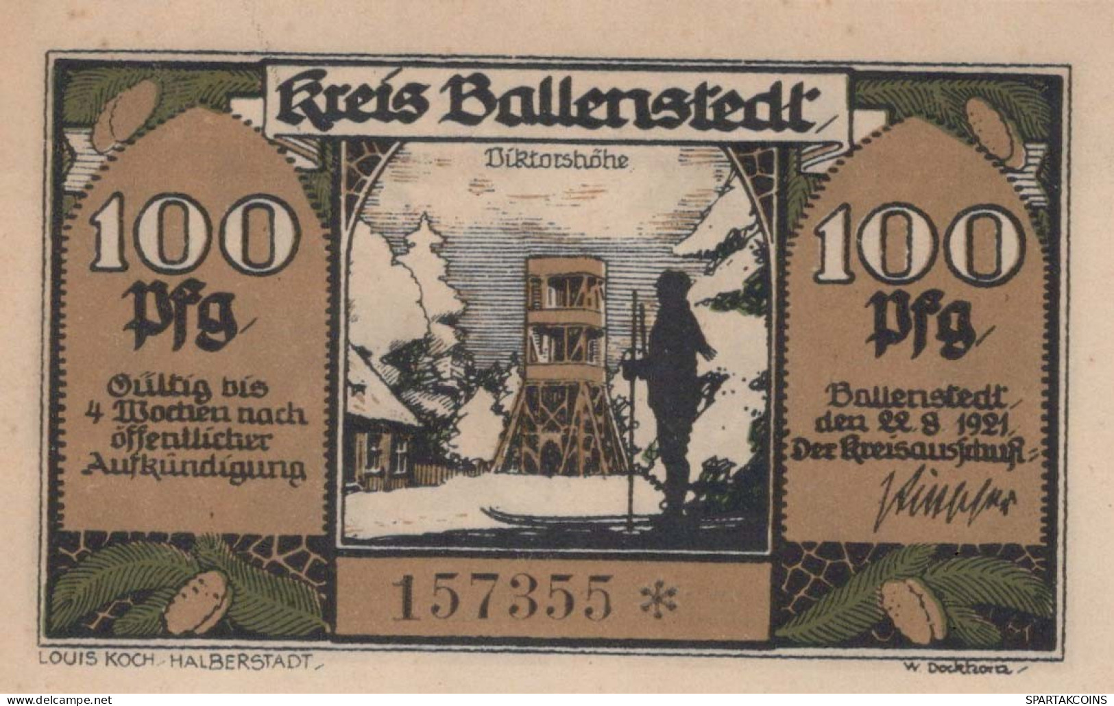 100 PFENNIG 1921 Stadt BALLENSTEDT Anhalt UNC DEUTSCHLAND Notgeld #PA142 - [11] Lokale Uitgaven
