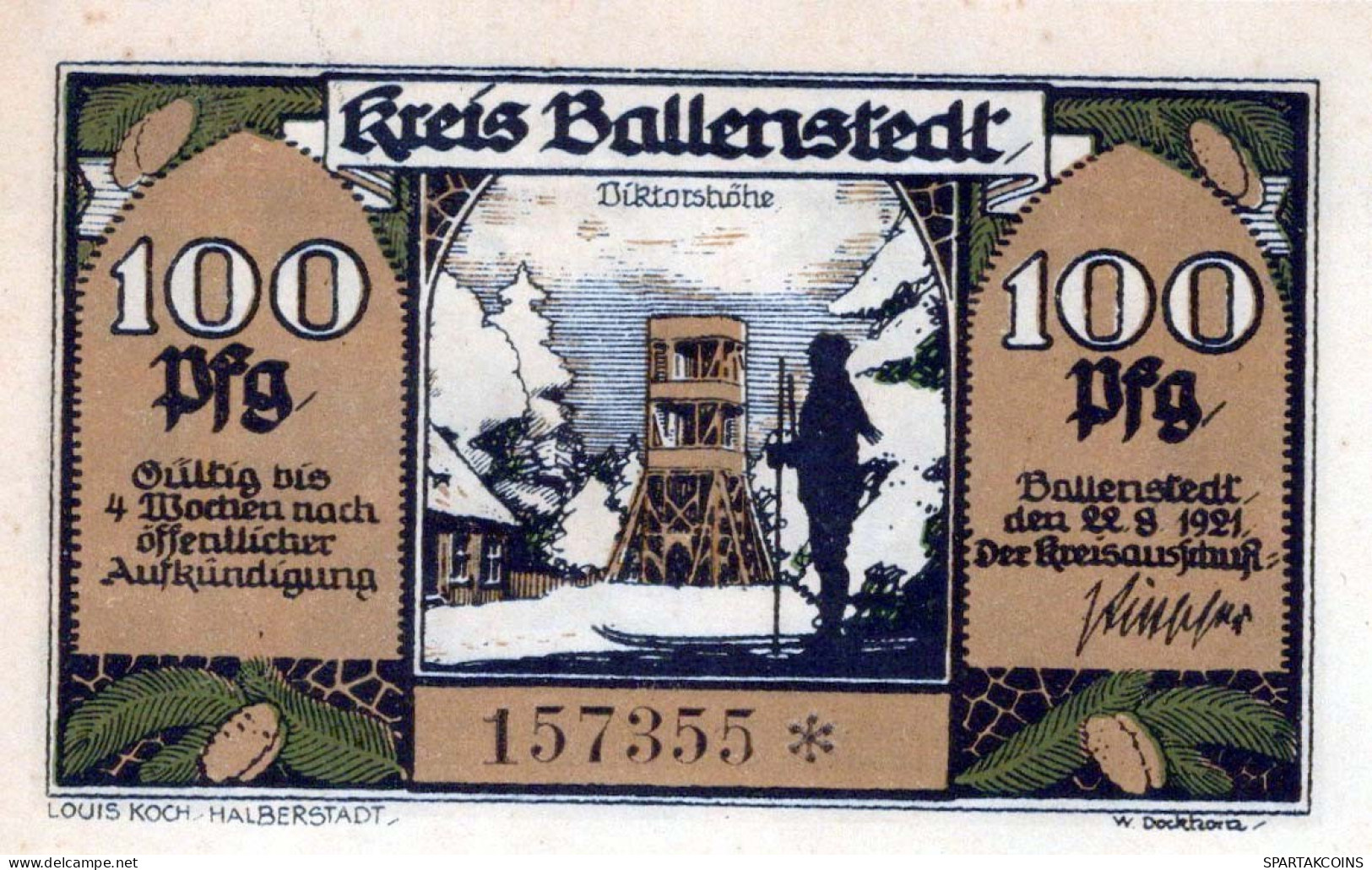 100 PFENNIG 1921 Stadt BALLENSTEDT Anhalt UNC DEUTSCHLAND Notgeld #PA142 - [11] Local Banknote Issues