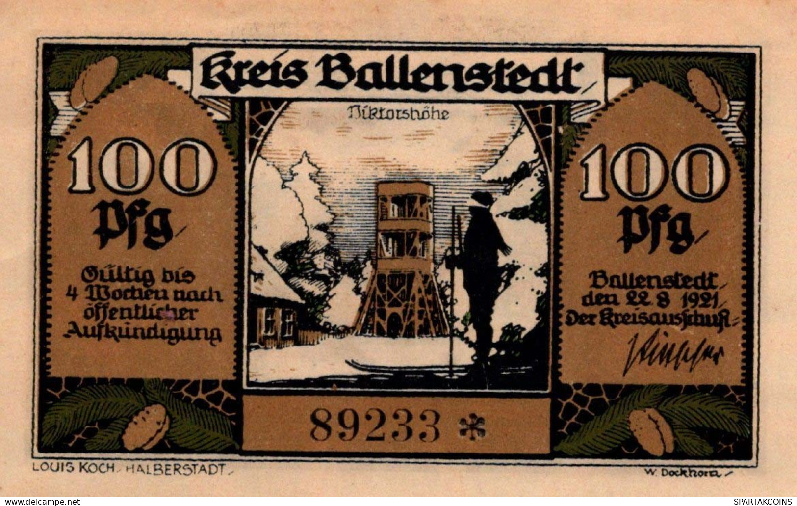 100 PFENNIG 1921 Stadt BALLENSTEDT Anhalt UNC DEUTSCHLAND Notgeld #PI470 - [11] Emissioni Locali