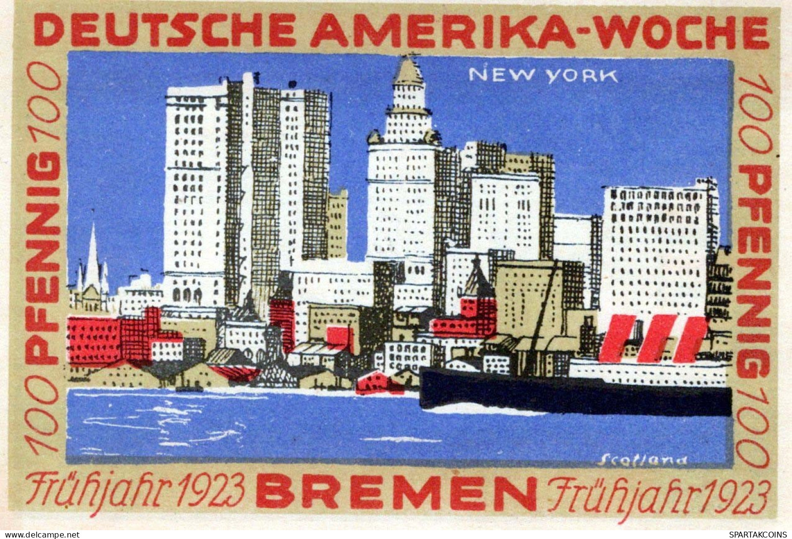 100 PFENNIG 1914-1924 Stadt BREMEN Bremen UNC DEUTSCHLAND Notgeld #PC283 - Lokale Ausgaben