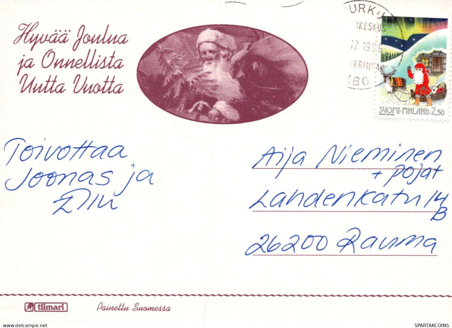 PAPÁ NOEL Feliz Año Navidad MUÑECO DE NIEVE Vintage Tarjeta Postal CPSM #PAU406.ES - Santa Claus