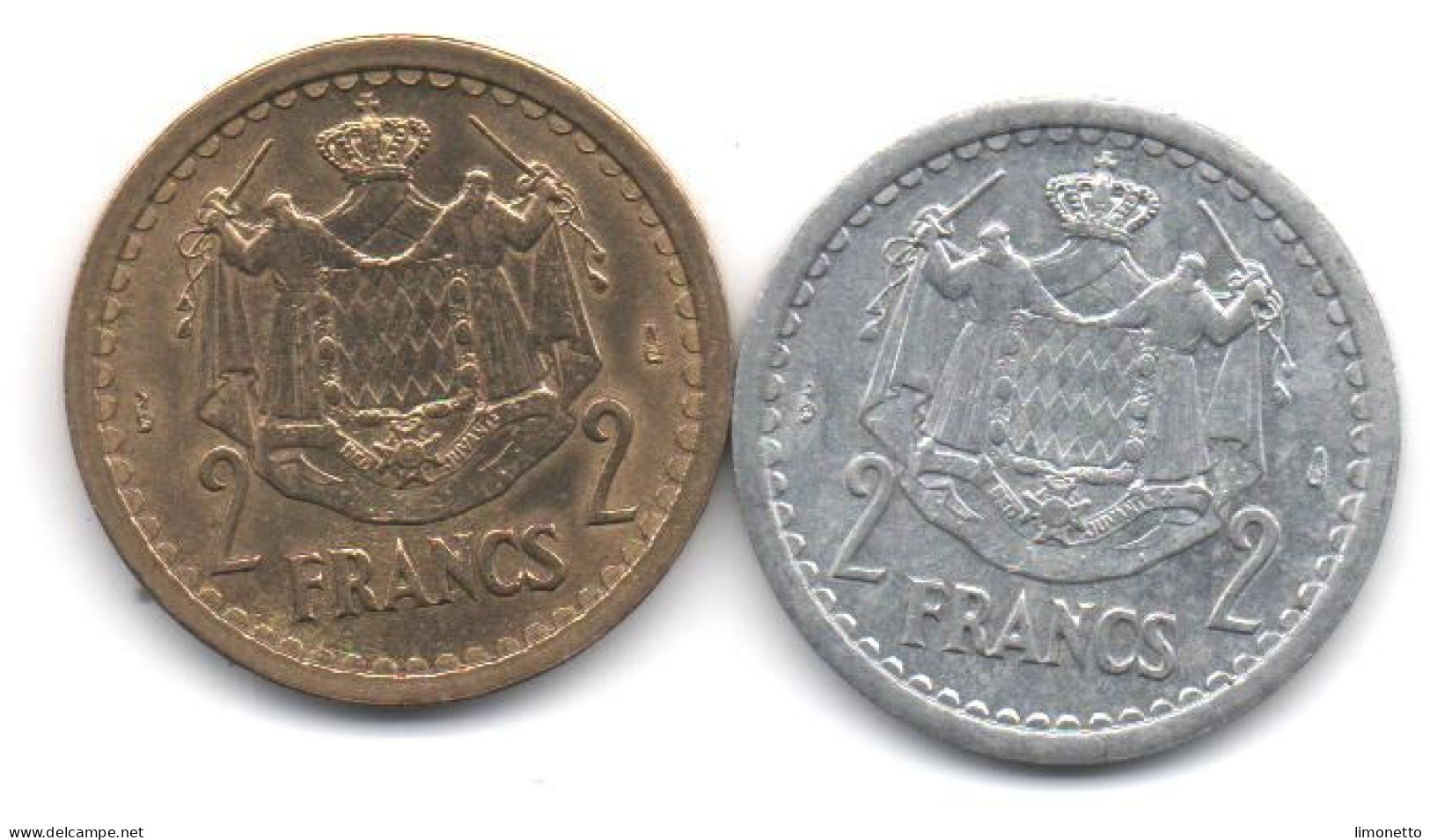 MONACO -  Louis II -  1943 - 2 Pièces  De 2 Francs  En état Sup - Cupro-aluminium Et Aluminium - 1922-1949 Luigi II