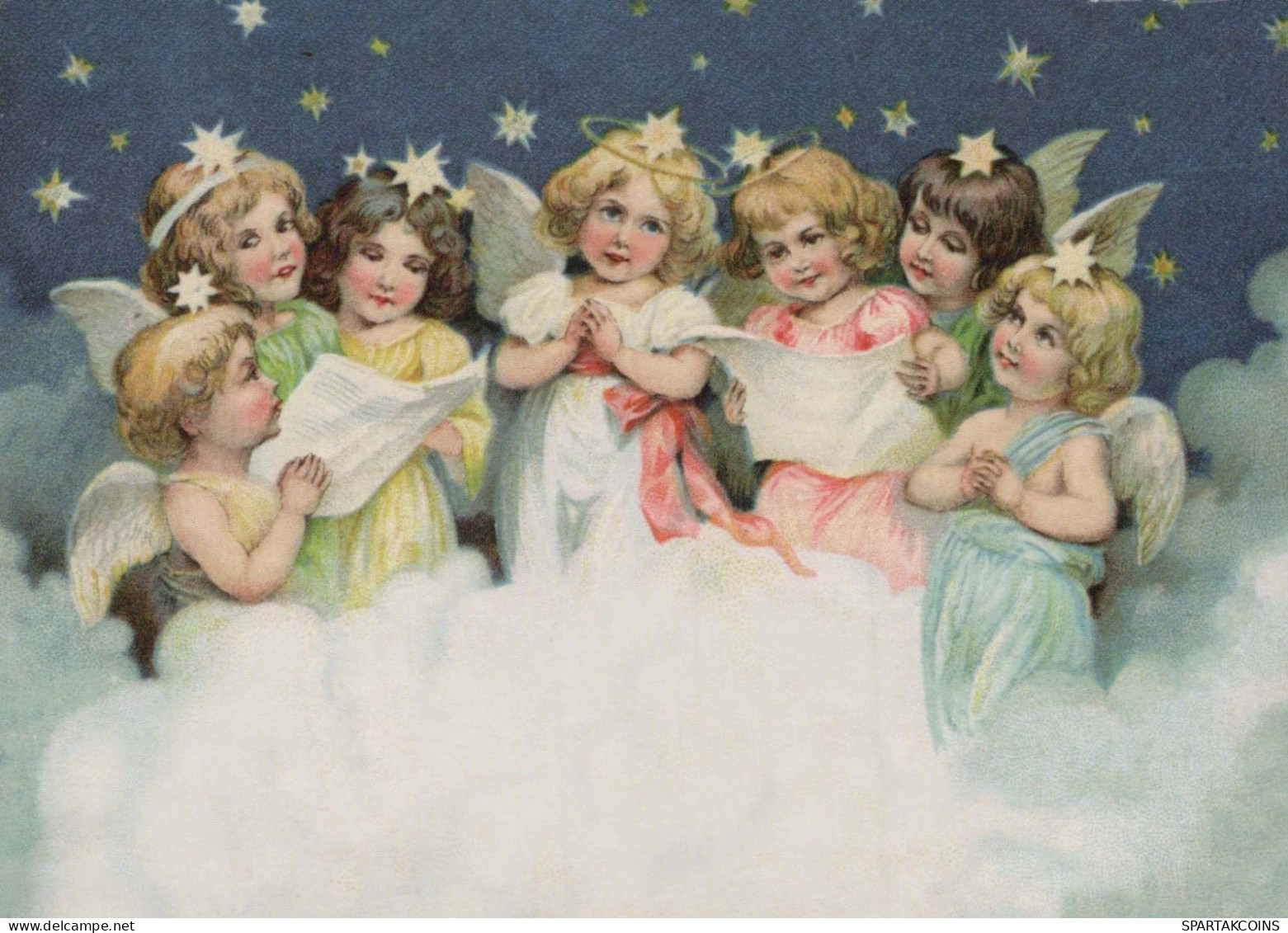 ÁNGEL Feliz Año Navidad Vintage Tarjeta Postal CPSM #PAS768.ES - Angels