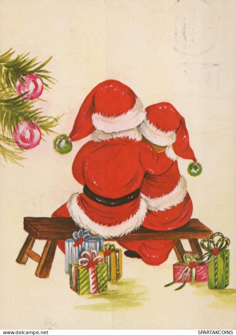 PAPÁ NOEL NIÑO NAVIDAD Fiesta Vintage Tarjeta Postal CPSM #PAK305.ES - Santa Claus