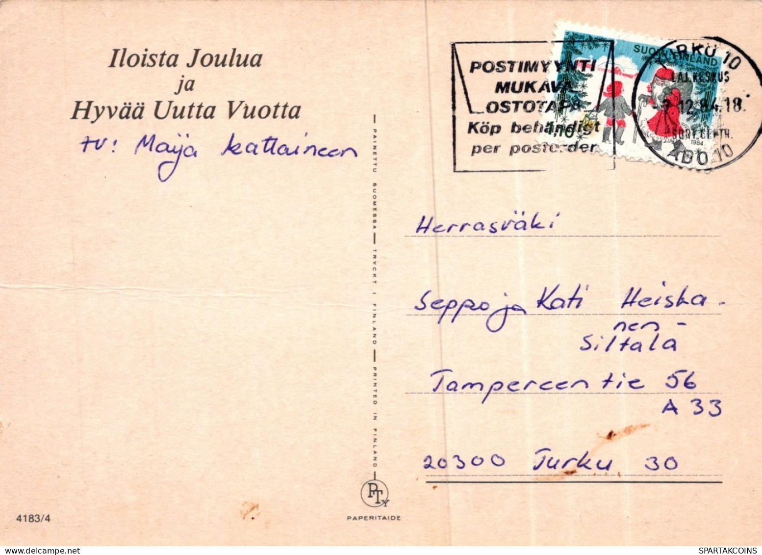 PAPÁ NOEL NIÑO NAVIDAD Fiesta Vintage Tarjeta Postal CPSM #PAK305.ES - Santa Claus