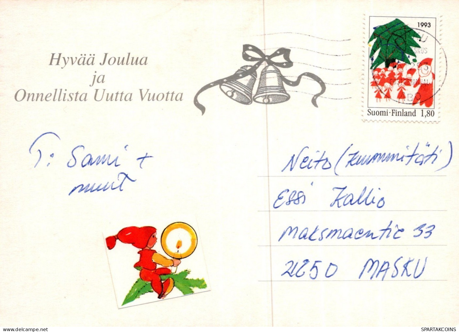 PAPÁ NOEL Animales NAVIDAD Fiesta Vintage Tarjeta Postal CPSM #PAK774.ES - Santa Claus