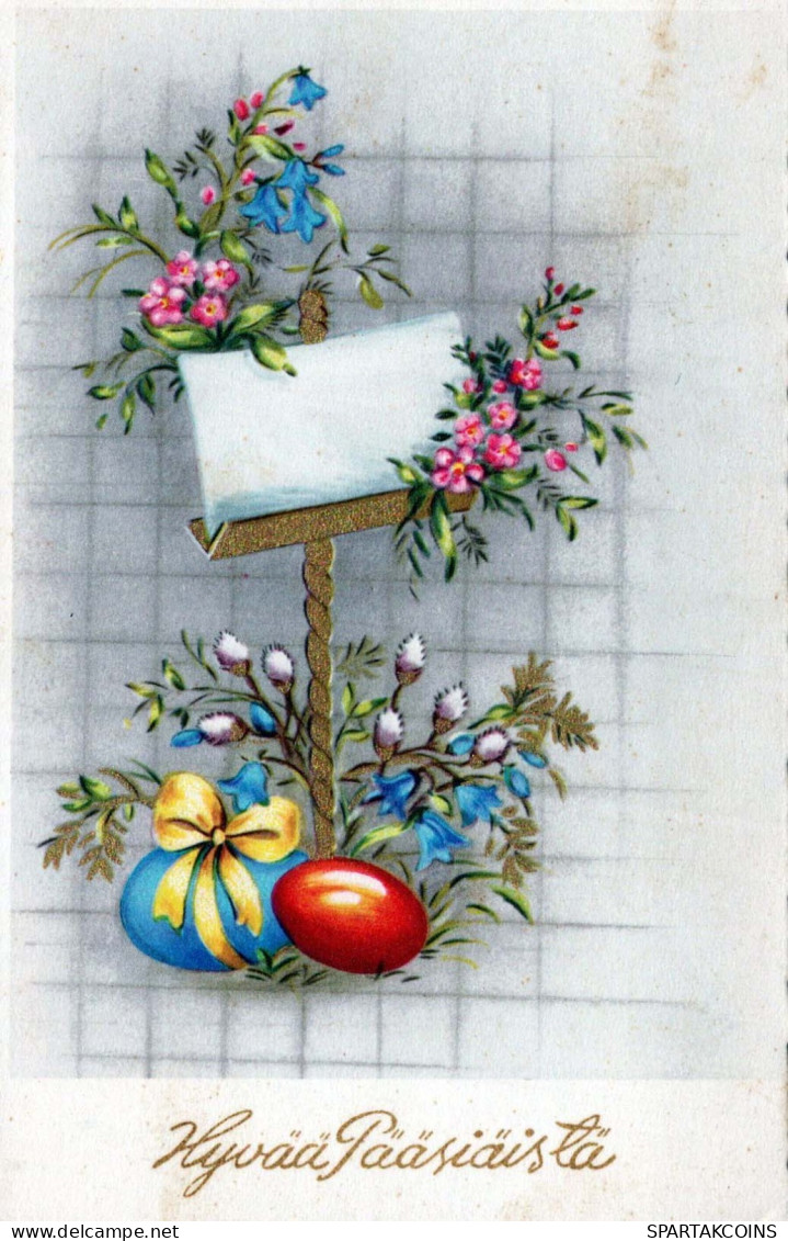 EASTER FLOWERS EGG Vintage Postcard CPA #PKE179.GB - Easter