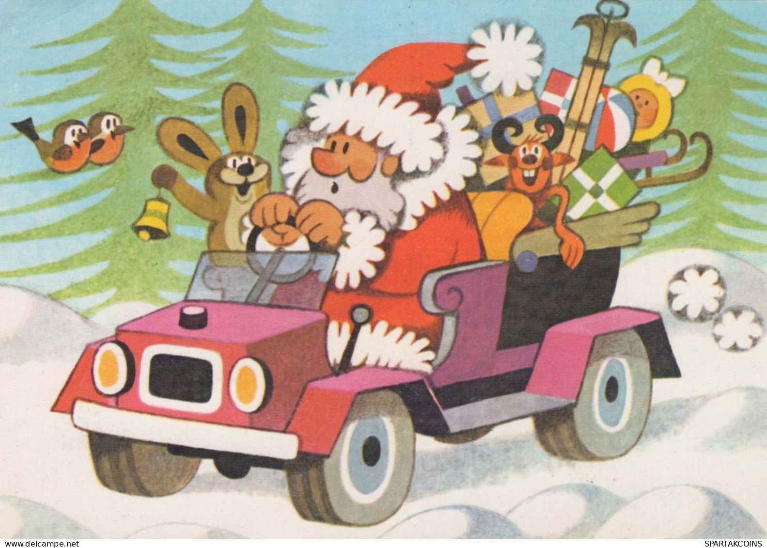 SANTA CLAUS Happy New Year Christmas Vintage Postcard CPSM #PBB263.GB - Santa Claus
