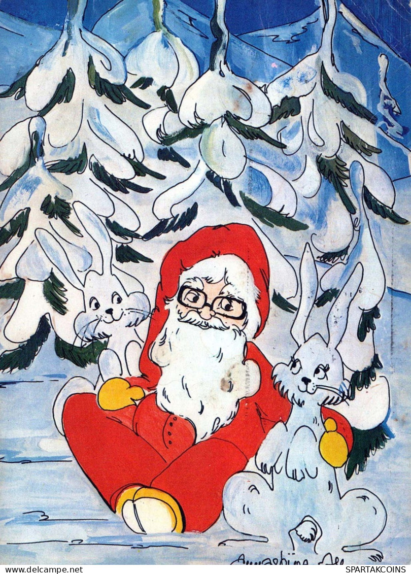 PÈRE NOËL Bonne Année Noël Vintage Carte Postale CPSM #PAU542.FR - Santa Claus