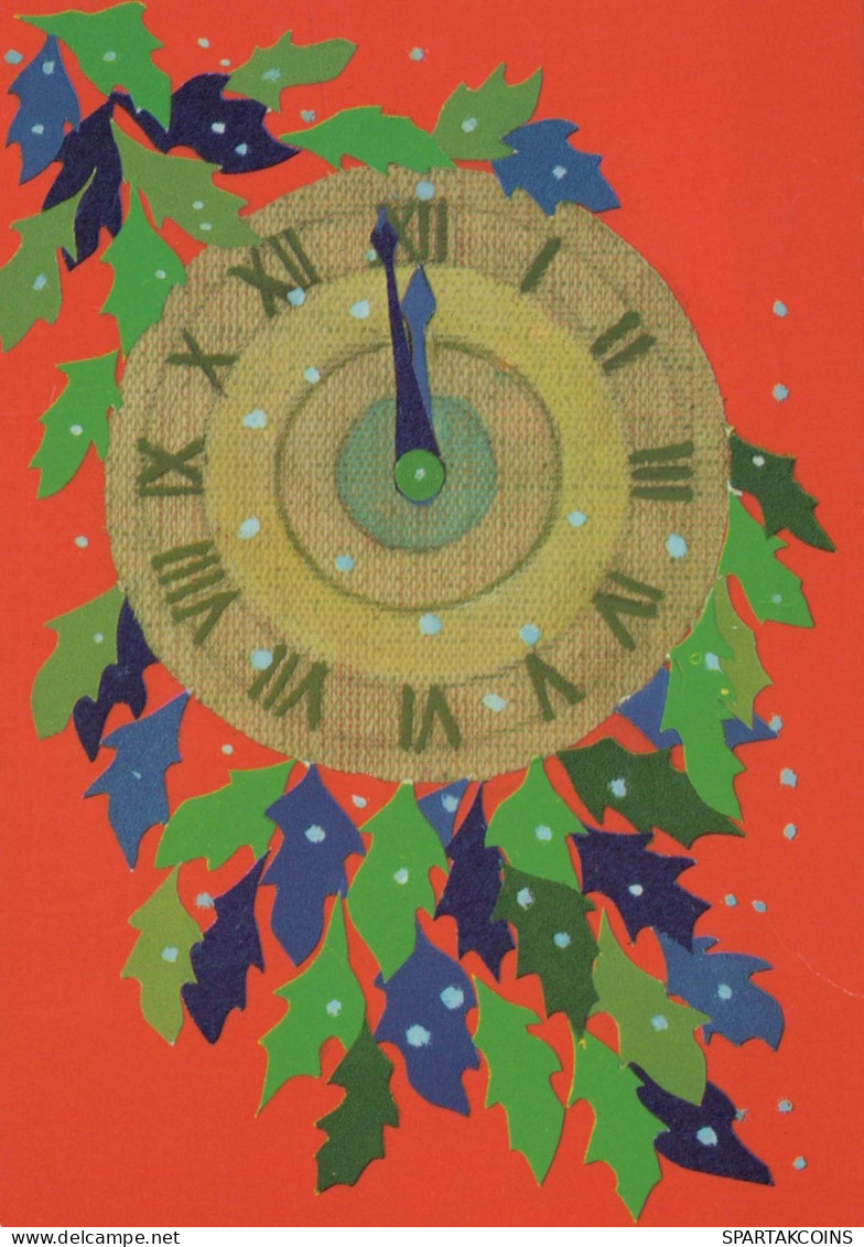 Bonne Année Noël HORLOGE DE TABLE Vintage Carte Postale CPSM #PAT760.FR - New Year