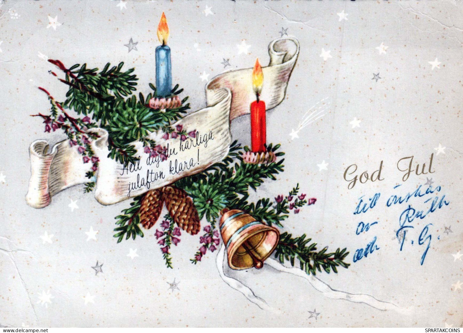 Bonne Année Noël BOUGIE Vintage Carte Postale CPSM #PAT639.FR - New Year