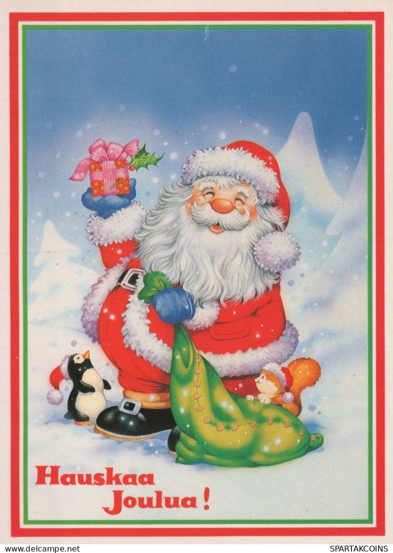 PÈRE NOËL Animaux NOËL Fêtes Voeux Vintage Carte Postale CPSM #PAK577.FR - Santa Claus