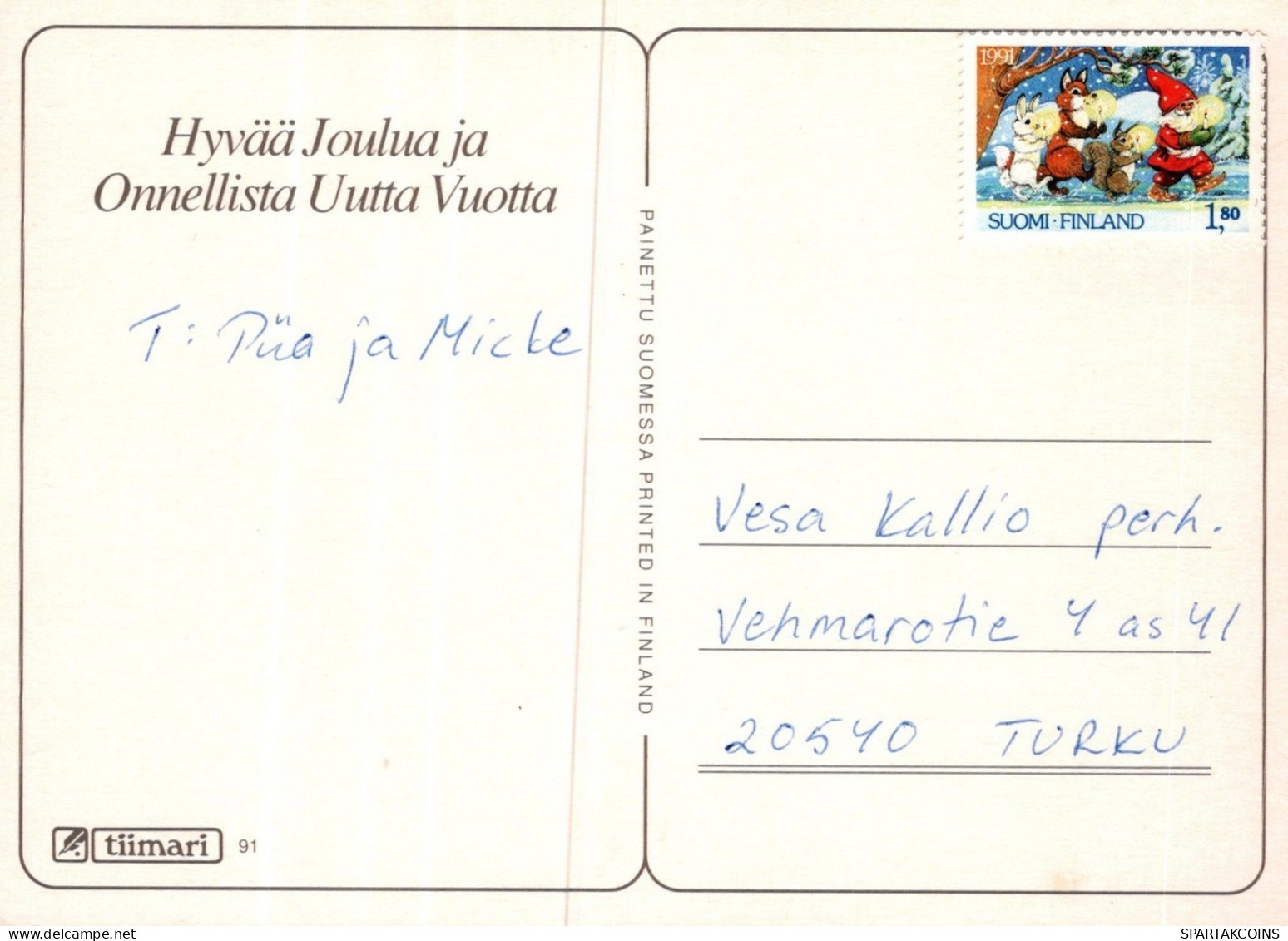 PÈRE NOËL Animaux NOËL Fêtes Voeux Vintage Carte Postale CPSM #PAK577.FR - Santa Claus