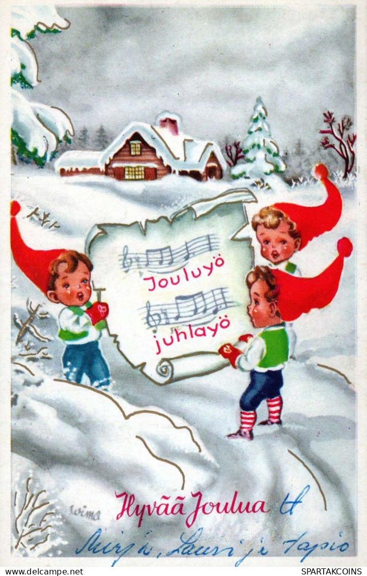 Feliz Año Navidad NIÑOS Vintage Tarjeta Postal CPSMPF #PKG479.ES - New Year