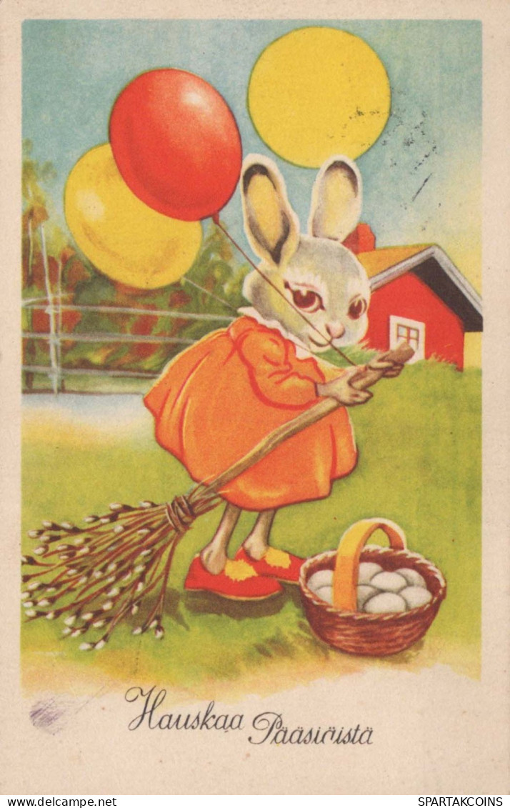 PASCUA CONEJO HUEVO Vintage Tarjeta Postal CPA #PKE244.ES - Easter