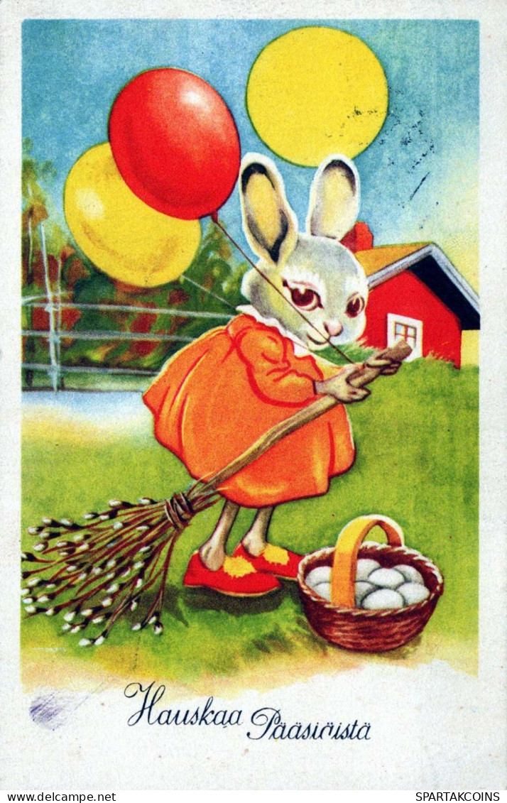 PASCUA CONEJO HUEVO Vintage Tarjeta Postal CPA #PKE244.ES - Easter