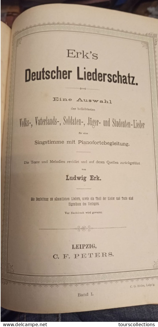 Livre Du 19° Siècle Sur La Musique Partitions DEUTSCHER LIEDER SCHAZ (Chansons Appréciées En Allemagne) Liepzig Peters - Musique