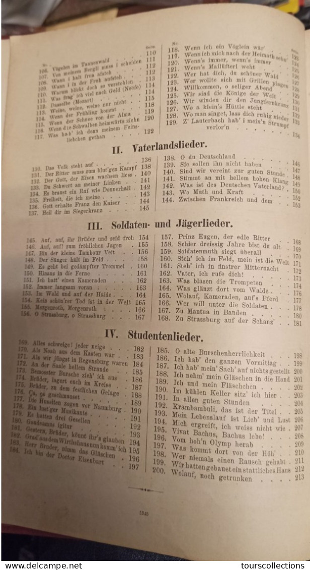 Livre du 19° Siècle sur la Musique Partitions DEUTSCHER LIEDER SCHAZ (Chansons appréciées en Allemagne) Liepzig Peters