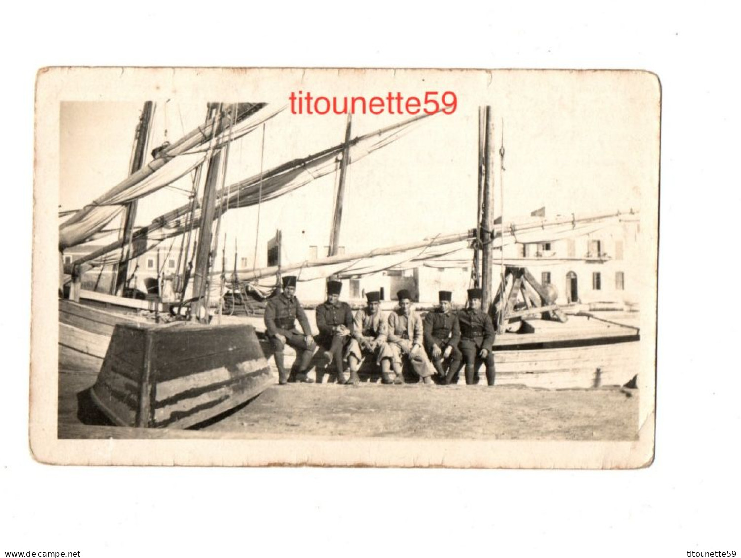 PHOTO ORIGINALE BIZERTE (TUNISIE) - SOLDATS Sur Le PORT 1930 ( Dim. : 7,1 X 11cm) - Afrique