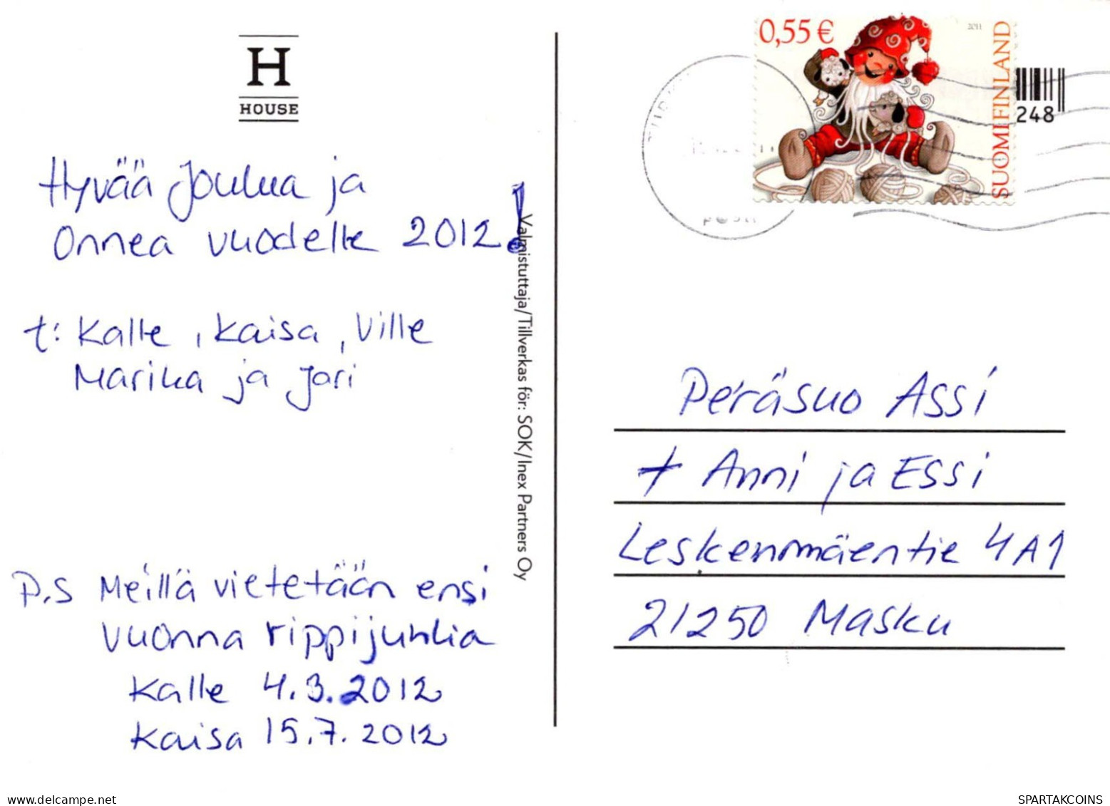 PAPÁ NOEL Feliz Año Navidad Vintage Tarjeta Postal CPSM #PBL432.ES - Santa Claus