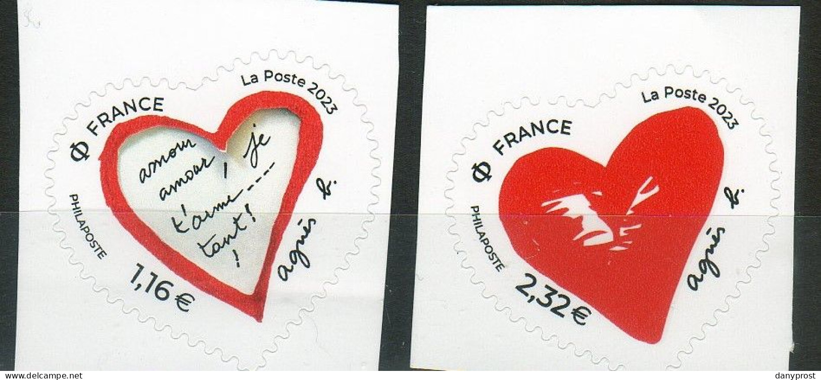 FR 2023 - Adhésif  "  COEUR AGNES B "  Paire 20 G/100 G  à   3.48 €  - Neuf** - Unused Stamps