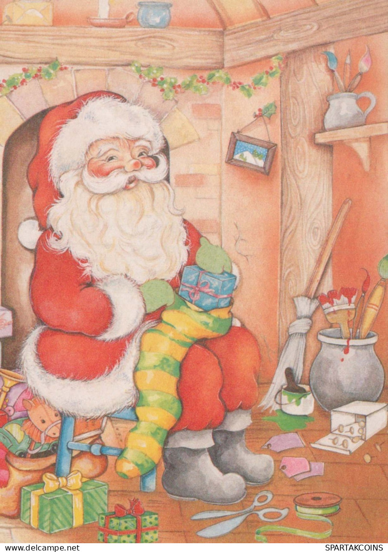 PAPÁ NOEL Feliz Año Navidad Vintage Tarjeta Postal CPSM #PBL368.ES - Santa Claus