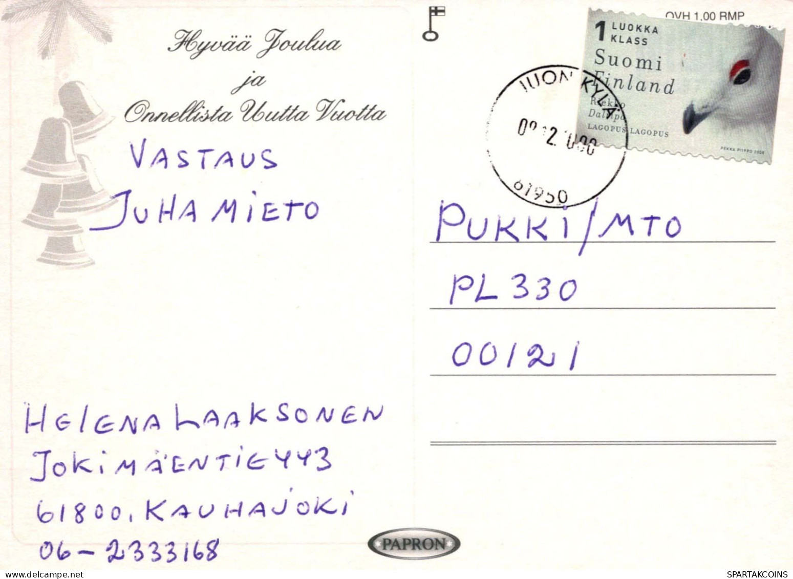 PAPÁ NOEL Feliz Año Navidad CIERVOS Vintage Tarjeta Postal CPSM #PBB187.ES - Santa Claus