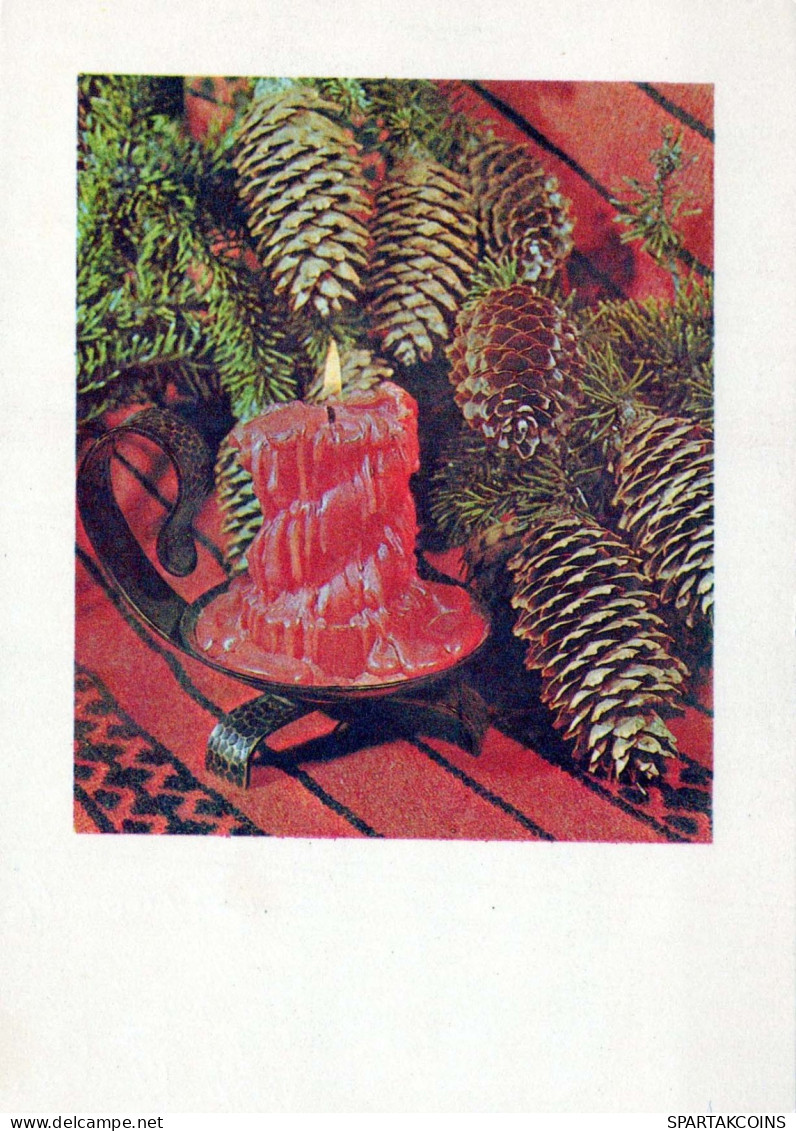 Feliz Año Navidad VELA Vintage Tarjeta Postal CPSM #PAZ990.ES - New Year