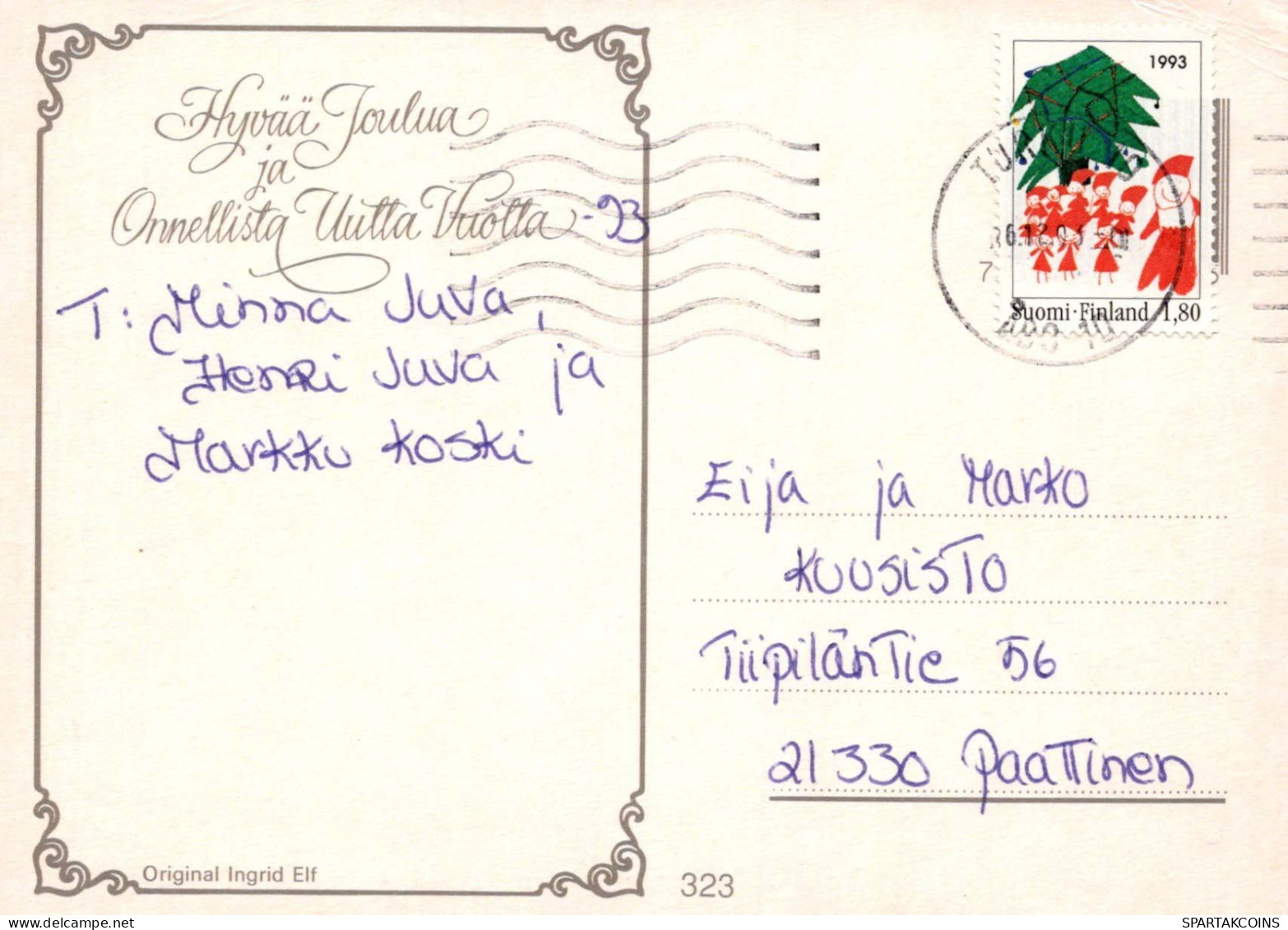 Feliz Año Navidad MUÑECO DE NIEVE Vintage Tarjeta Postal CPSM #PAZ795.ES - New Year