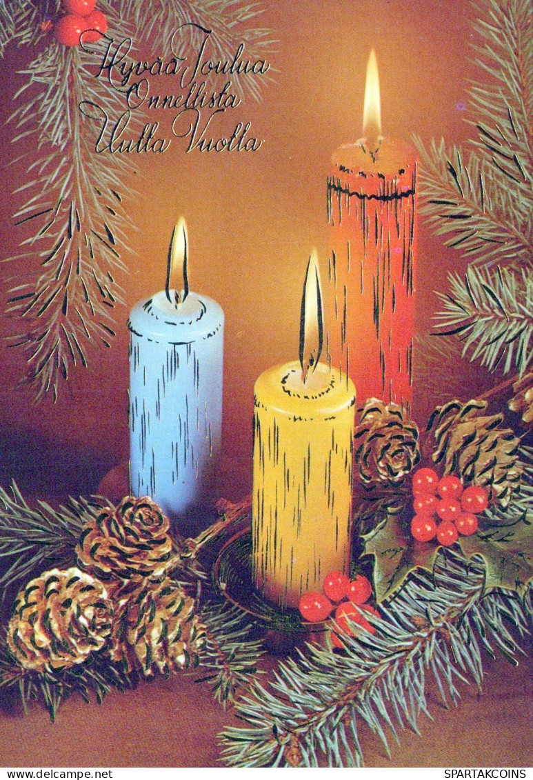 Neujahr Weihnachten KERZE Vintage Ansichtskarte Postkarte CPSM #PAW123.DE - New Year