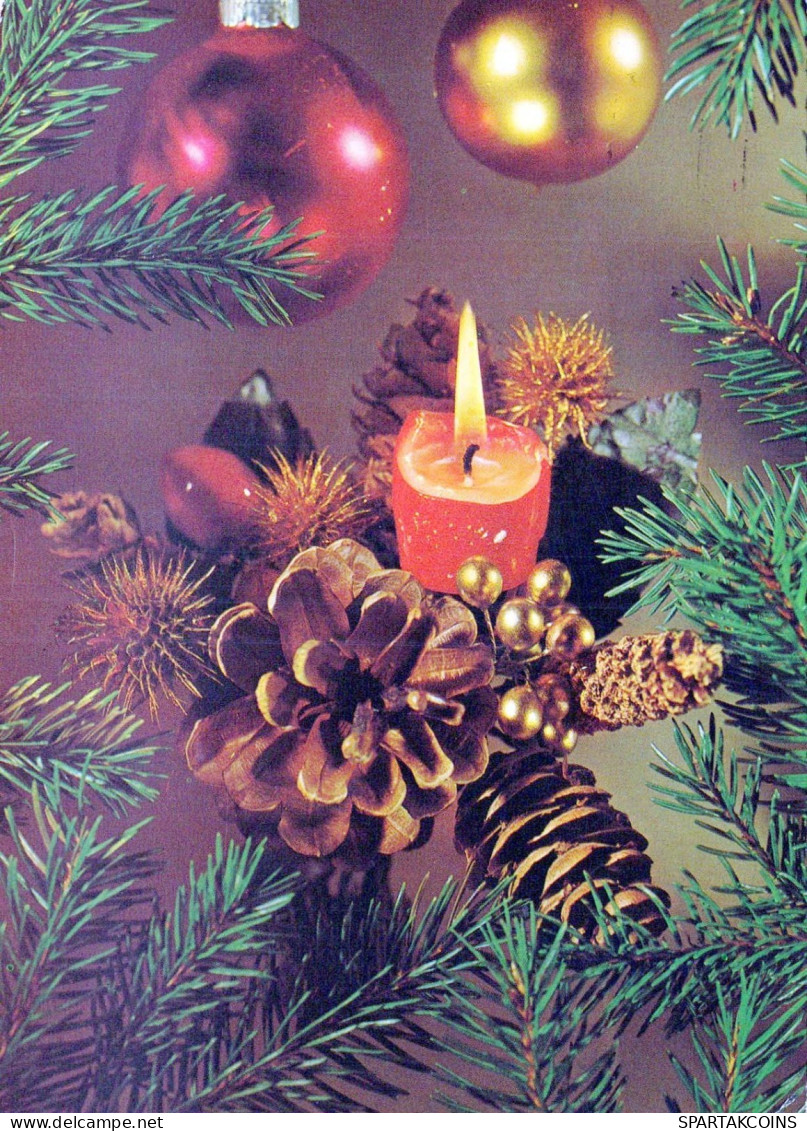 Neujahr Weihnachten KERZE Vintage Ansichtskarte Postkarte CPSM #PAV516.DE - New Year