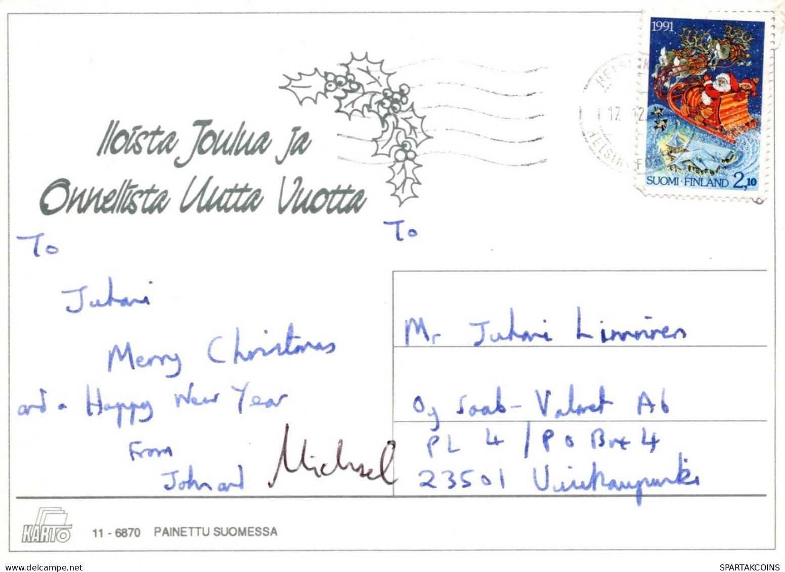 WEIHNACHTSMANN SANTA CLAUS WEIHNACHTSFERIEN Vintage Postkarte CPSM #PAJ741.DE - Santa Claus
