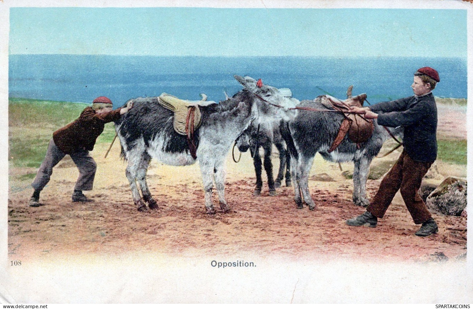 ÂNE Animaux Vintage Antique CPA Carte Postale #PAA326.FR - Donkeys