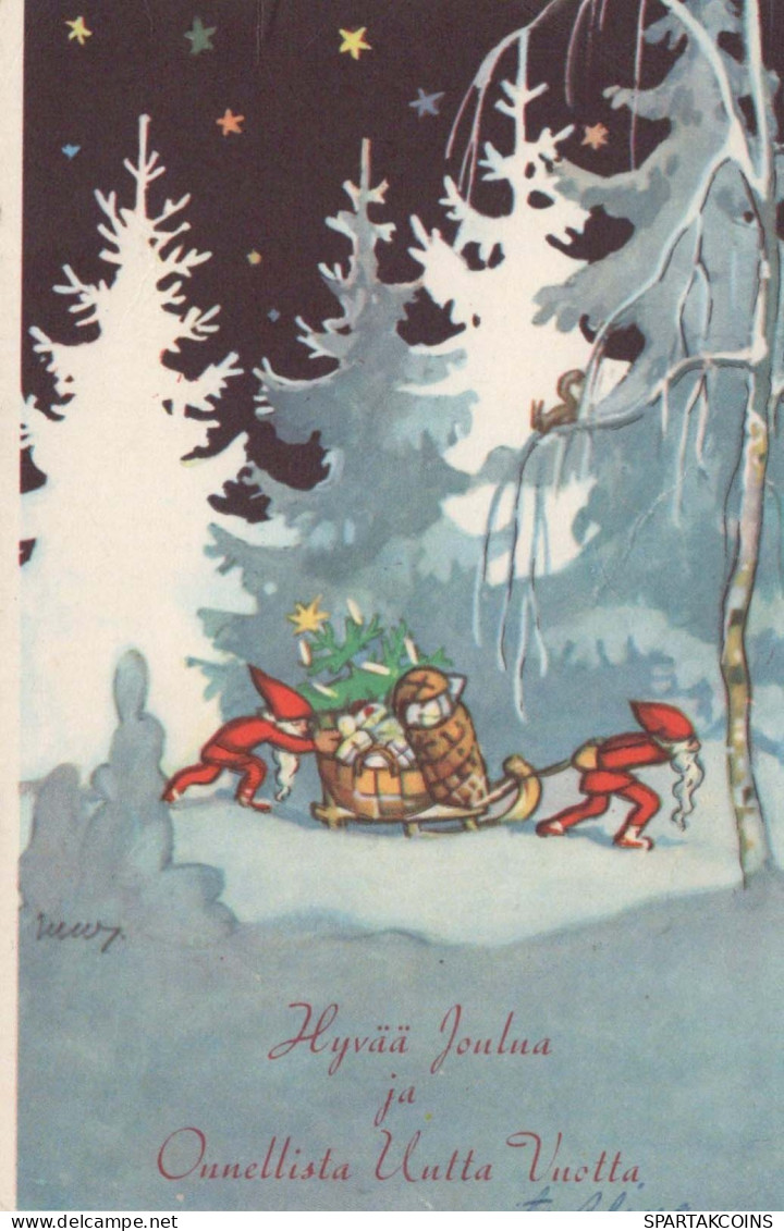 Bonne Année Noël GNOME Vintage Carte Postale CPSMPF #PKG414.FR - New Year