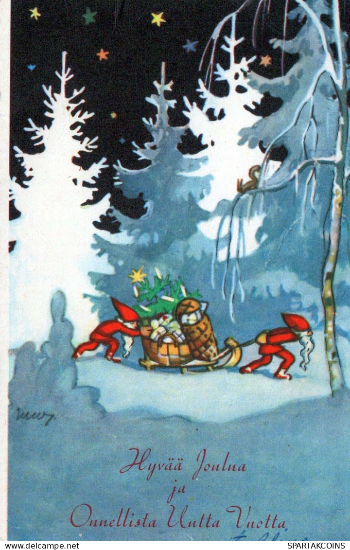 Bonne Année Noël GNOME Vintage Carte Postale CPSMPF #PKG414.FR - New Year