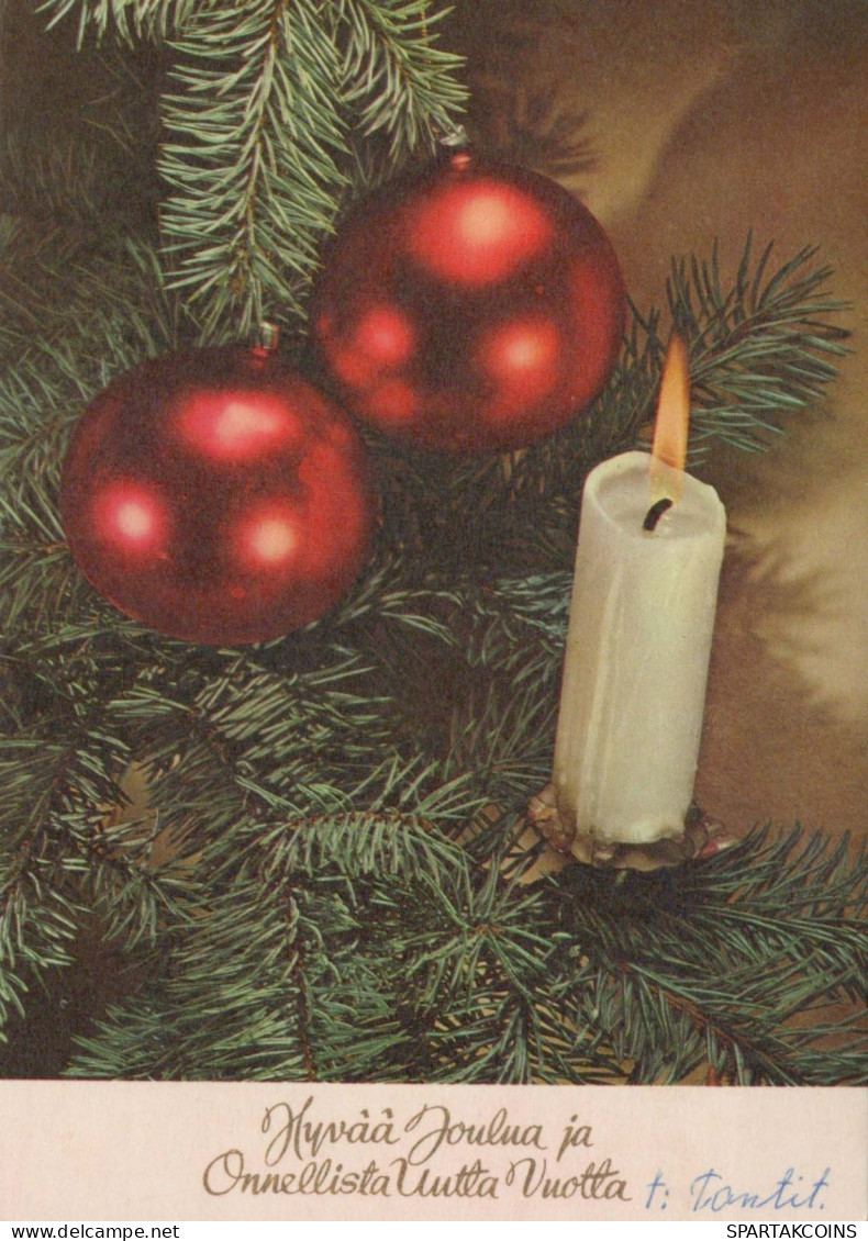 Bonne Année Noël BOUGIE Vintage Carte Postale CPSMPF #PKG165.FR - New Year