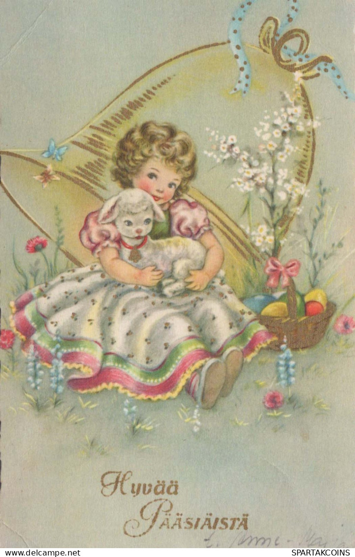 PÂQUES ENFANTS ŒUF Vintage Carte Postale CPA #PKE370.FR - Easter