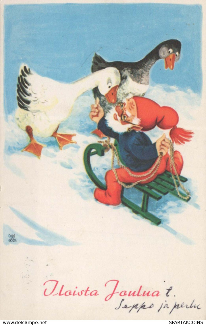 Bonne Année Noël GNOME Vintage Carte Postale CPSMPF #PKD852.FR - New Year