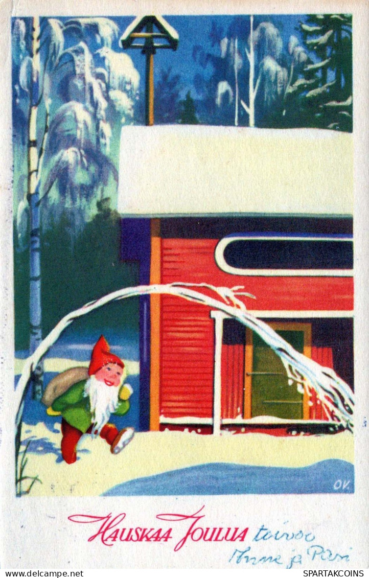 Bonne Année Noël GNOME Vintage Carte Postale CPSMPF #PKD233.FR - New Year