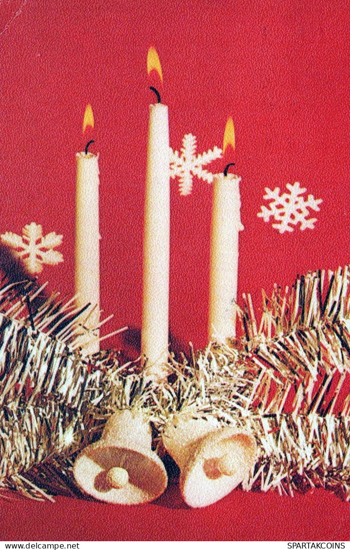 Bonne Année Noël BOUGIE Vintage Carte Postale CPSMPF #PKD051.FR - New Year