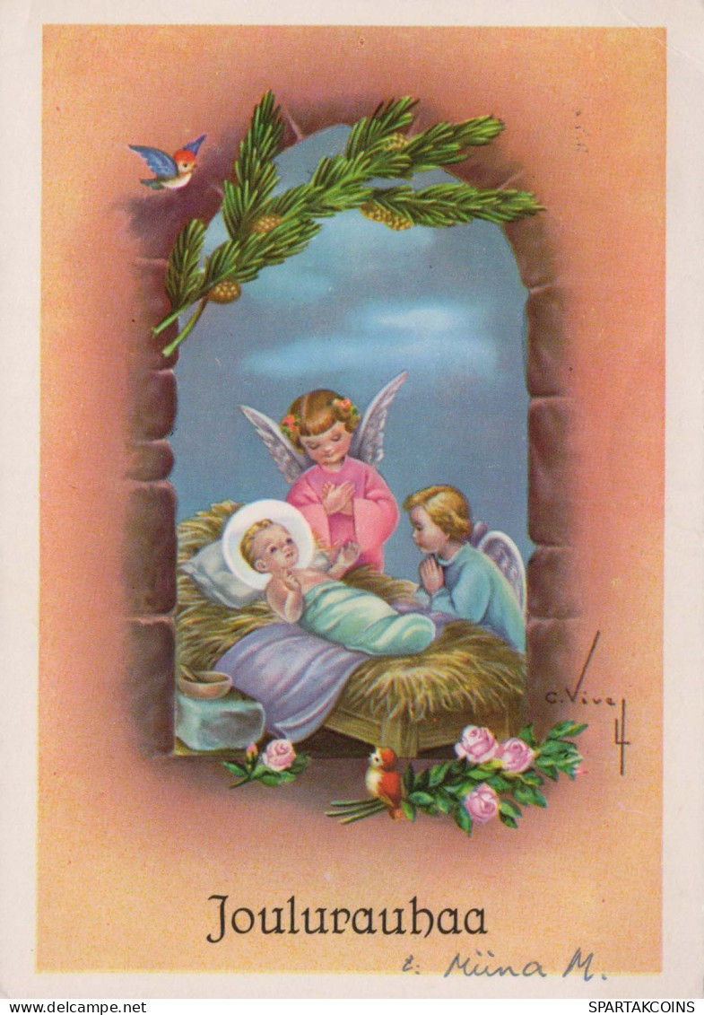 ANGE Noël Bébé JÉSUS Vintage Carte Postale CPSM #PBP295.FR - Angeli