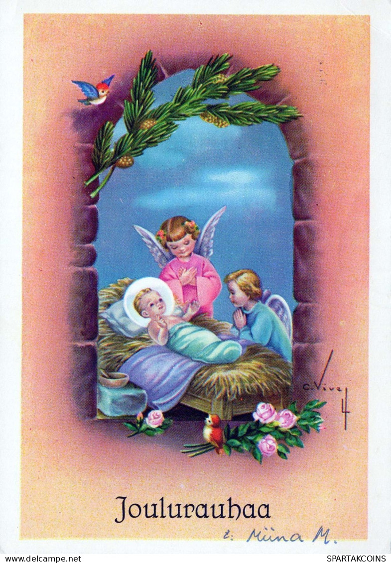 ANGE Noël Bébé JÉSUS Vintage Carte Postale CPSM #PBP295.FR - Angels