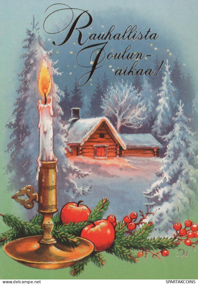 Bonne Année Noël BOUGIE Vintage Carte Postale CPSM #PBN978.FR - New Year